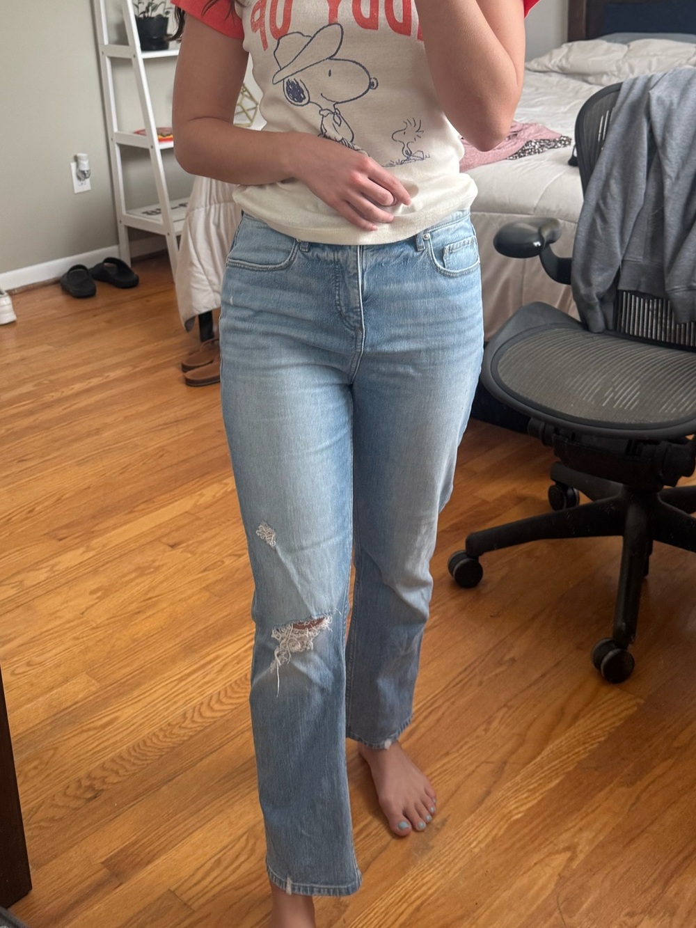 Loft Light Wash High Waist Straight Crop Jeans